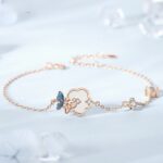 Butterfly Hetian Jade Bracelet 925 Sterling Silver for Women