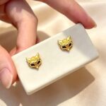 Fox Mask Stud Earrings 999 Fine Silver Gold Plated Jewelry for Women, Masquerade Party Costume Gift