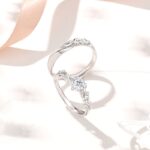 925 Sterling Silver Matching Couple Rings, Adjustable Open Band with Vine Scroll Engraving, His and Hers Anniversary Promise Gift Set
