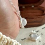 Rhombus White Moonstone Pendant Necklace 925 Sterling Silver Choker for Women