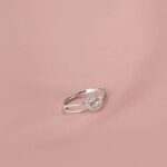 925 Sterling Silver Circle Ring for Women, Adjustable Open Band with Cubic Zirconia, Geometric Interlocking Minimalist Daily Jewelry