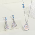 Mermaid Tear Moonstone Pendant Necklace, 925 Sterling Silver O-Chain Teardrop Collarbone Chain for Women, Korean Style Jewelry Gift