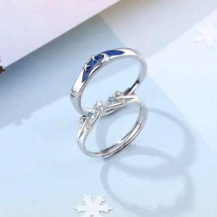 Star Couple Rings in Adjustable 925 Sterling Silver