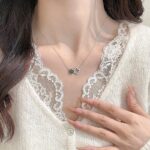 Four Leaf Clover Necklace 925 Sterling Silver Red Jade Pendant, Rose Gold O-Chain for Women, New Chinese Style Lucky Charm Jewelry Gift