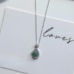925 Sterling Silver Teardrop Chalcedony Pendant Necklace for Women Pave CZ Halo Drop Charm 40+5cm Collar Chain African Jade Vintage