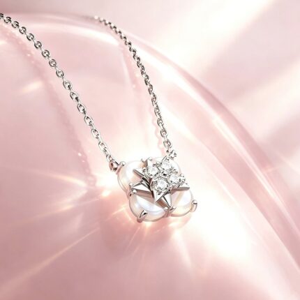 925 Sterling Silver Four-Pointed Star Pendant Necklace for Women, Rotating Wish Clavicle Chain, 40+5cm Minimalist Gift