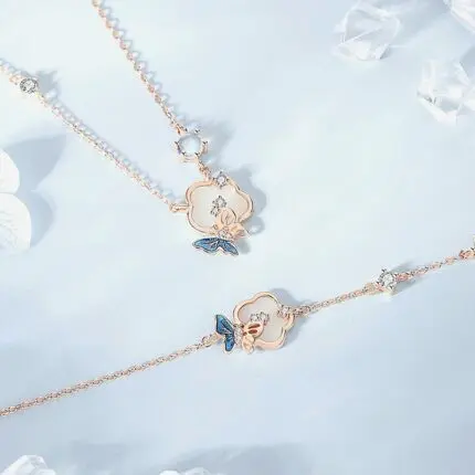 Butterfly Hetian Jade Bracelet 925 Sterling Silver for Women