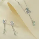 Green Aventurine Butterfly Drop Earrings 925 Sterling Silver Long Tassel Dangle Jewelry for Women, Birthday Gift