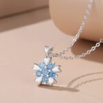 Sokila Flower Pendant Necklace 925 Sterling Silver Cubic Zirconia O-Chain 40+5cm Dainty Jewelry for Women Girlfriend Gift Everyday