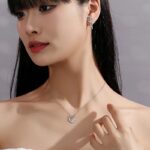 Little Prince and Fox Earrings 925 Sterling Silver Crescent Moon and Star Dangle Design with Blue Cubic Zirconia Rose for Women Gift