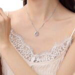 925 Sterling Silver Bird Pendant Necklace for Women, Eucalyptus Leaf Wreath Charm with CZ Stone, 40+5cm Chain, Daily Wear