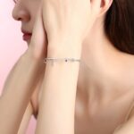 925 Sterling Silver Star Charm Bracelet for Women, Tassel Bangle, Adjustable Blue Stone Jewelry, Summer Travel Gift