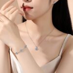Sokila Flower Pendant Necklace 925 Sterling Silver Cubic Zirconia O-Chain 40+5cm Dainty Jewelry for Women Girlfriend Gift Everyday