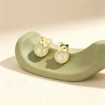 Sokila Butterfly Stud Earrings 925 Sterling Silver 14K Gold Plated Hetian Jade Round Bead Vintage Chinese Style Jewelry Gift