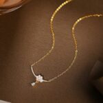 18K Gold Cloud Pearl Pendant Necklace for Women, 925 Sterling Silver 40+5cm Chain with Shell Beads & CZ Drop Charm, Dainty Everyday
