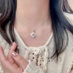 Rhombus White Moonstone Pendant Necklace 925 Sterling Silver Choker for Women