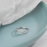 925 Sterling Silver Circle Ring for Women, Adjustable Open Band with Cubic Zirconia, Geometric Interlocking Minimalist Daily Jewelry