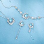 Moonstone Whale Pendant Necklace 925 Sterling Silver Star Charm Celestial Ocean Jewelry for Women 40+5cm Chain