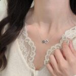 Four Leaf Clover Necklace 925 Sterling Silver Red Jade Pendant, Rose Gold O-Chain for Women, New Chinese Style Lucky Charm Jewelry Gift