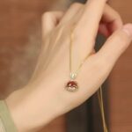 925 Sterling Silver Peace Lock Pendant Necklace for Women, 14K Gold-Tone Ruyi Charm, Vintage Chinese Style, 40+5cm