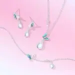 925 Sterling Silver Moonstone Butterfly Pendant Necklace, Blue Enamel Teardrop Charm, 40+5cm Chain for Women