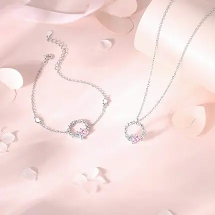 925 Sterling Silver Pink Zircon Heart Bracelet for Women, Adjustable Dainty Link Chain, Korean Sweet Style, Travel Souvenir Gift
