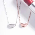 Sokila Bean Pendant Necklace 999 Fine Silver Dainty Geometric Choker 40+5cm Chain Minimalist Korean Style Everyday Jewelry Gift