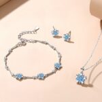 Sokila Flower Pendant Necklace 925 Sterling Silver Cubic Zirconia O-Chain 40+5cm Dainty Jewelry for Women Girlfriend Gift Everyday