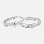 925 Sterling Silver Matching Couple Rings, Adjustable Open Band with Vine Scroll Engraving, His and Hers Anniversary Promise Gift Set