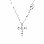 925 Sterling Silver Heart Cross Necklace for Women, Mother of Pearl CZ Star Charm O-Chain, Summer Beach Jewelry Gift for Her