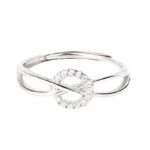 925 Sterling Silver Circle Ring for Women, Adjustable Open Band with Cubic Zirconia, Geometric Interlocking Minimalist Daily Jewelry