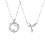 925 Sterling Silver Couple Necklace Set, Kapok and Oak Pendant O-Chain Jewelry for Women Men, Valentine's Day Gift