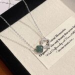 Four Leaf Clover Necklace 925 Sterling Silver Red Jade Pendant, Rose Gold O-Chain for Women, New Chinese Style Lucky Charm Jewelry Gift
