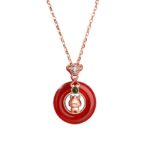 Red Agate Horse Pendant Necklace, 925 Sterling Silver Zodiac Jewelry for Women, Chinese Peace Buckle Charm, 40+5cm Chain