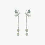 Green Aventurine Butterfly Drop Earrings 925 Sterling Silver Long Tassel Dangle Jewelry for Women, Birthday Gift