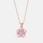 Sokila Flower Pendant Necklace 925 Sterling Silver Cubic Zirconia O-Chain 40+5cm Dainty Jewelry for Women Girlfriend Gift Everyday