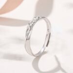 925 Sterling Silver Matching Couple Rings, Adjustable Open Band with Vine Scroll Engraving, His and Hers Anniversary Promise Gift Set