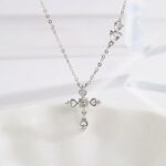 925 Sterling Silver Heart Cross Necklace for Women, Mother of Pearl CZ Star Charm O-Chain, Summer Beach Jewelry Gift for Her