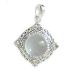 Rhombus White Moonstone Pendant Necklace 925 Sterling Silver Choker for Women