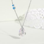 Mermaid Tear Moonstone Pendant Necklace, 925 Sterling Silver O-Chain Teardrop Collarbone Chain for Women, Korean Style Jewelry Gift