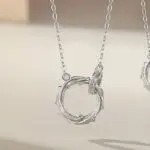 925 Sterling Silver Thorn Ring Pendant Necklace, Mobius Couple Chain for Women Men, Valentine's Day Gift