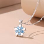 Sokila Flower Pendant Necklace 925 Sterling Silver Cubic Zirconia O-Chain 40+5cm Dainty Jewelry for Women Girlfriend Gift Everyday