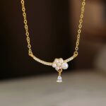 18K Gold Cloud Pearl Pendant Necklace for Women, 925 Sterling Silver 40+5cm Chain with Shell Beads & CZ Drop Charm, Dainty Everyday