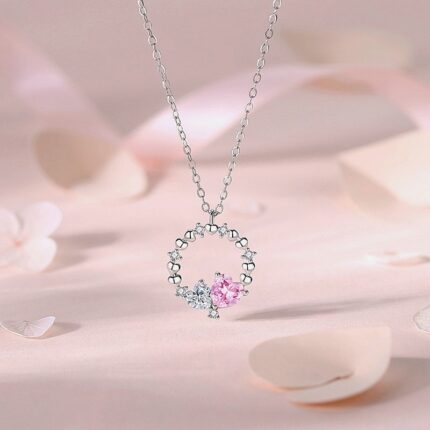 925 Sterling Silver Pink Zircon Heart Bracelet for Women, Adjustable Dainty Link Chain, Korean Sweet Style, Travel Souvenir Gift
