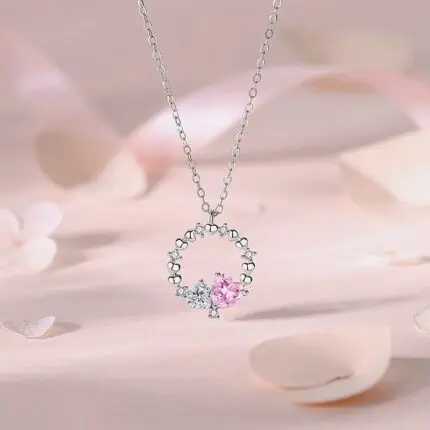 925 Sterling Silver Pink Zircon Heart Bracelet for Women, Adjustable Dainty Link Chain, Korean Sweet Style, Travel Souvenir Gift