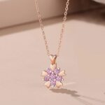 Sokila Flower Pendant Necklace 925 Sterling Silver Cubic Zirconia O-Chain 40+5cm Dainty Jewelry for Women Girlfriend Gift Everyday