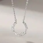 925 Sterling Silver Thorn Ring Pendant Necklace, Mobius Couple Chain for Women Men, Valentine's Day Gift