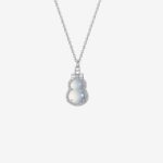 925 Sterling Silver Green African Jade Gourd Pendant Necklace, Bow Knot Bail, 40+5cm Chain, Vintage Chinese Style for Women